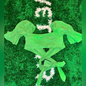 SHEIN Green Tie Front Summer Top